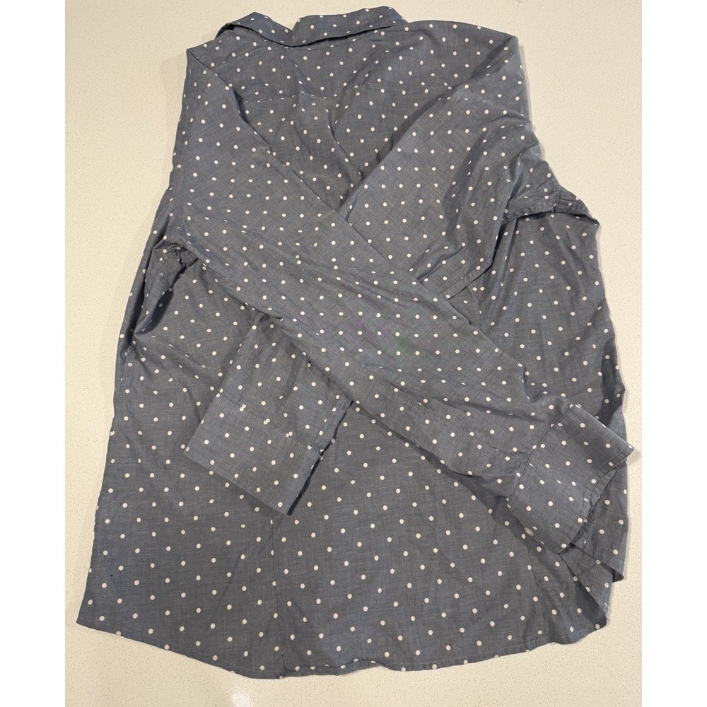 Banana Republic Soft Wash Shirt Womens XL Blue White Polka Dot 100% Cotton - Picture 4 of 5